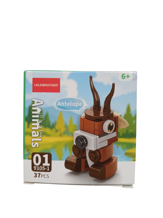 Antilope bouwblokken set 37 stuks 6+ schattig bruin wit grijs hoorns decoratie creatief