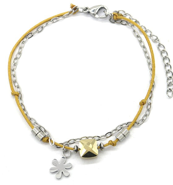 Armband bloem bedel 16cm stainless steel zilverkleurig verstelbaar elegant hart
