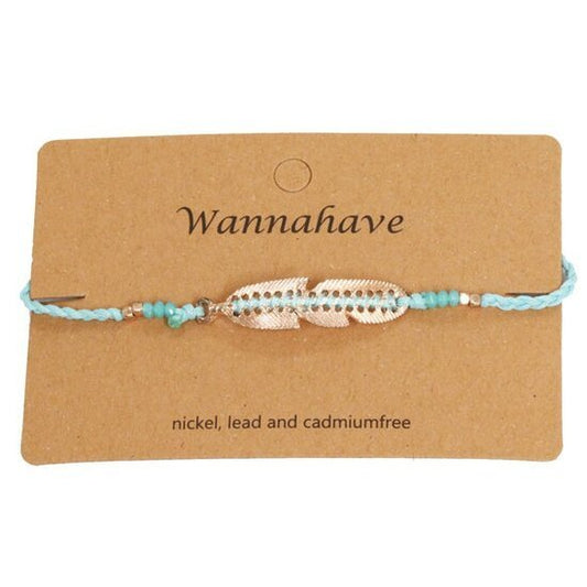 Armband gevlochten feather - Blauw - Medase