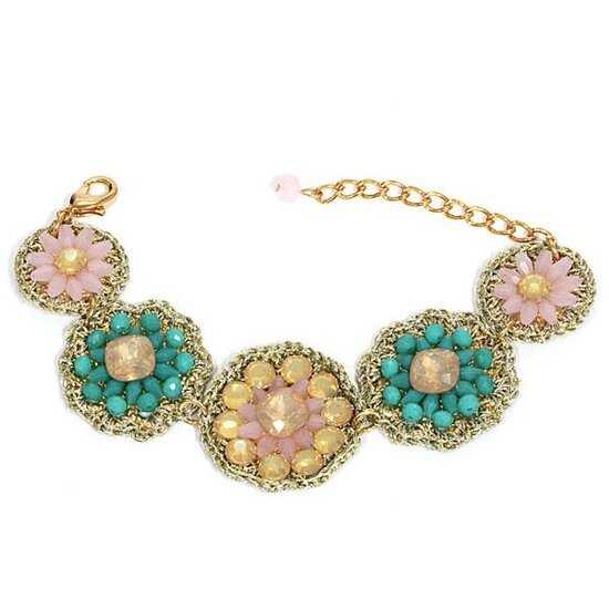 Armband gypsy bling - Blauw/roze - Medase
