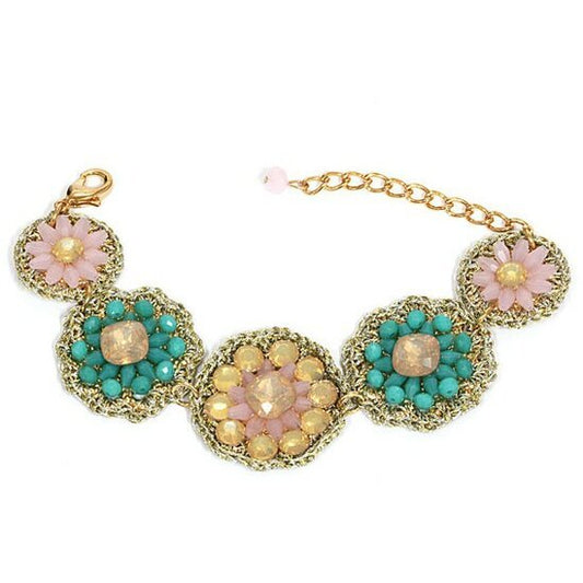Armband gypsy bling - Blauw/roze - Medase
