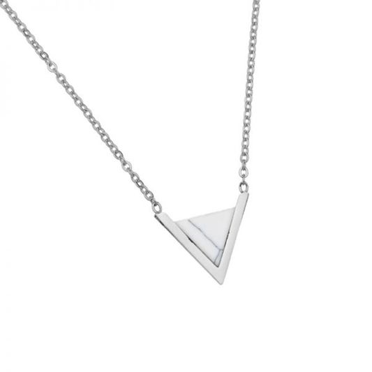 Armband marble triangle - Wit/Zilver - Medase