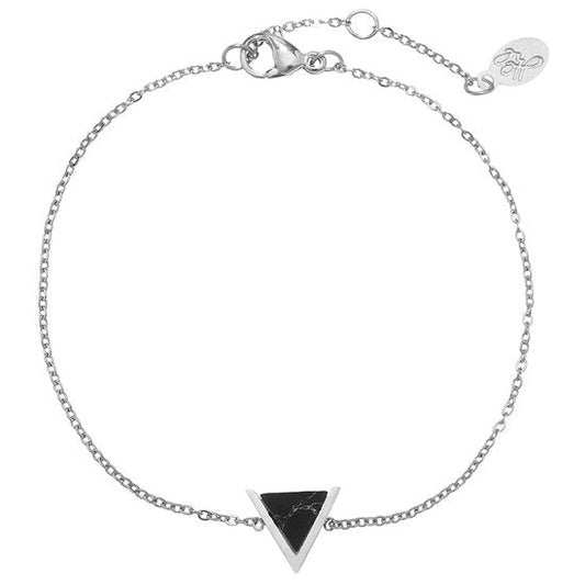 Armband marble triangle - Zwart/Zilver - Medase