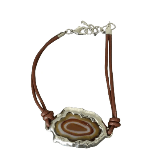 Armband met platte steen - Bruin - Medase