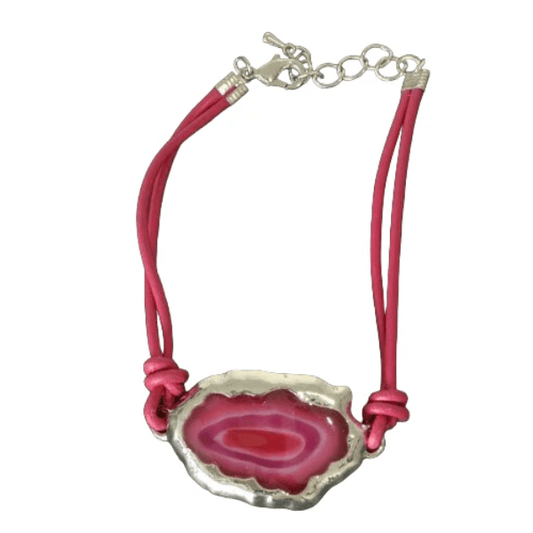 Armband met platte steen - Roze - Medase
