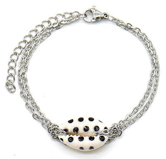 Armband schakel schelp stip - Zilver - Medase