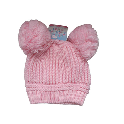 Baby wintermuts soft touch pompom beanie roze acryl NB 12 24 maanden warm schattig