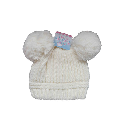 Baby wintermuts soft touch pompom beanie wit acryl NB 12 24 maanden warm schattig