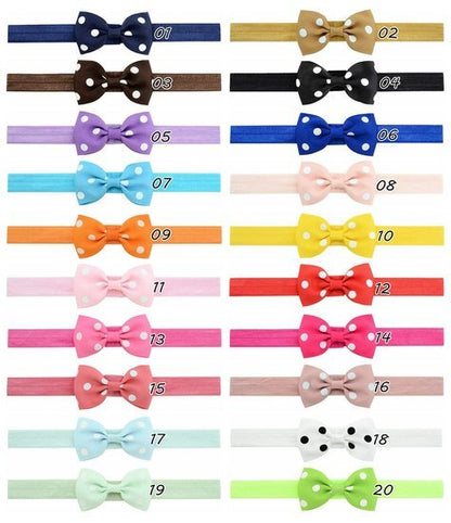 Baby/Kinder haarband elastisch stippel strik - Diverse kleuren - Medase