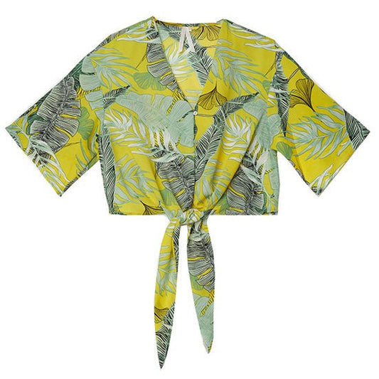 Blouse summer leaves Maat M - Medase