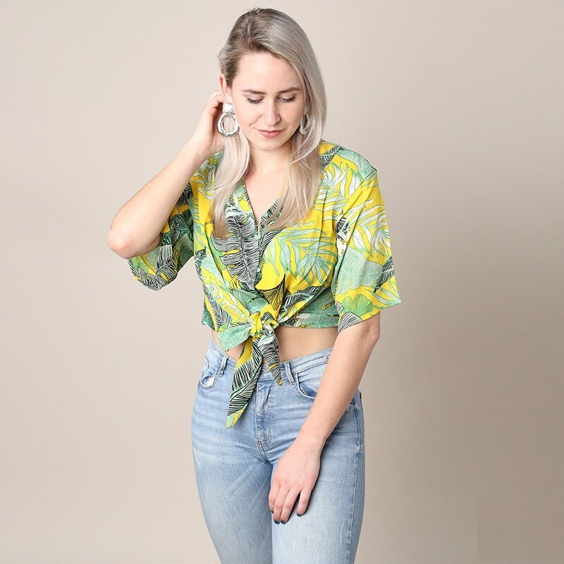 Blouse summer leaves Maat M - Medase