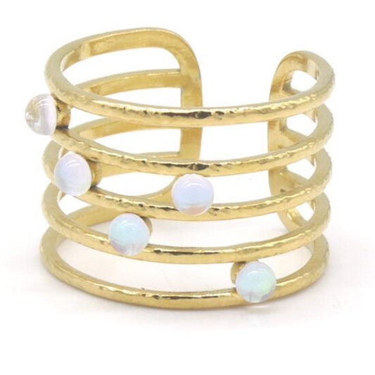 Brede ring met steentjes - Goud - Medase