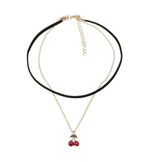 Choker kersje zwart/goud - Medase