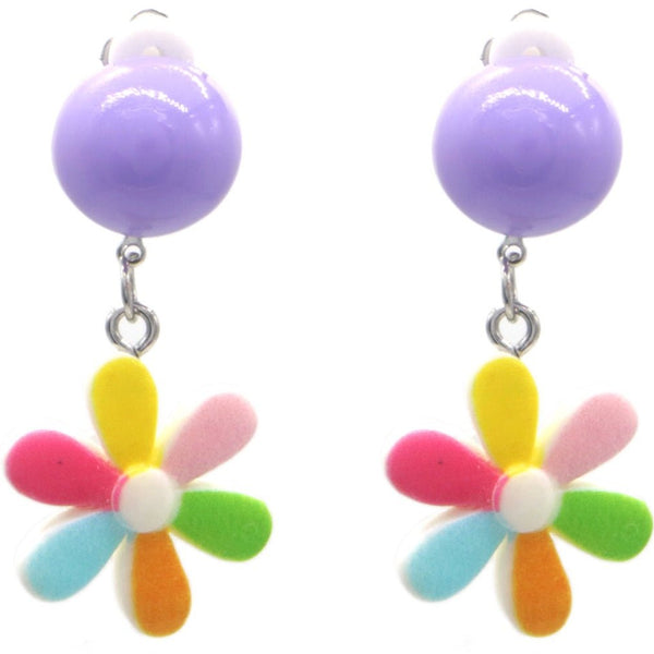 Clip - On Oorbellen Kinderen Bloem - Regenboog Kleuren - Medase