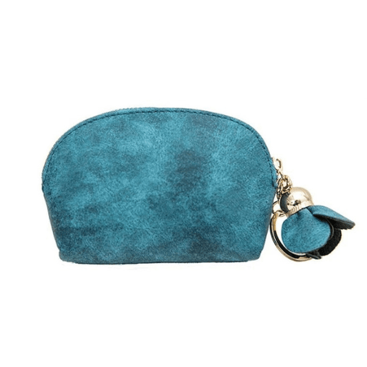 Coin purse PU leather met sleutelring - Teal - Medase