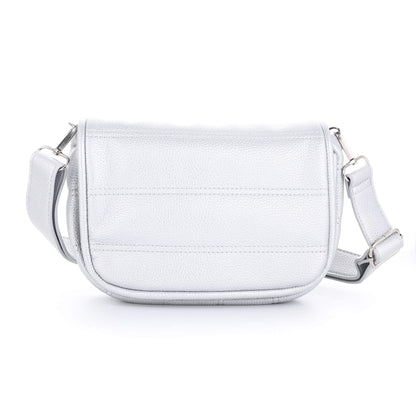 Crossbody tas 20x16x7cm zilver verstelbare schouderband magneet drukkers zakje rits