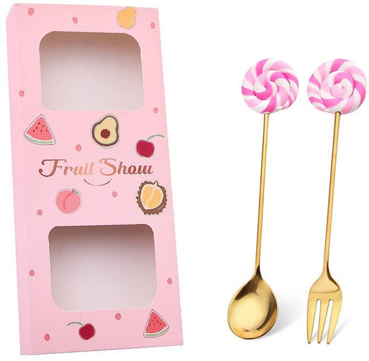 Cutlery Set met Lolly Decoratie - Goudkleurig Bestek 14cm - Medase