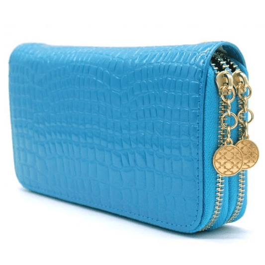 Dubbele portemonnee croco - Blauw - Medase
