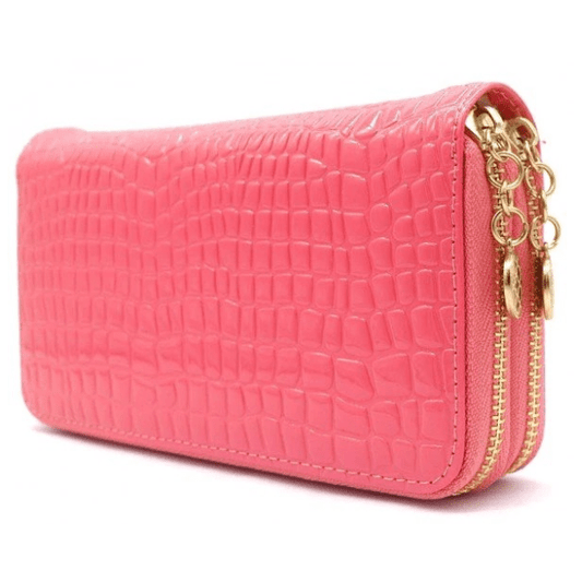 Dubbele portemonnee croco - Roze - Medase