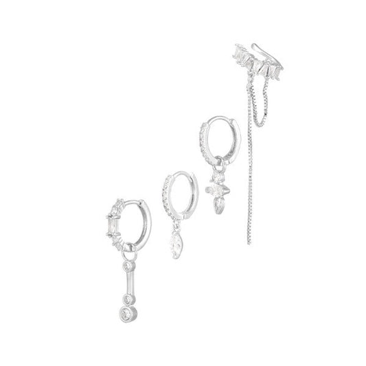 Ear party zirkoon strass - 4 delig - Medase