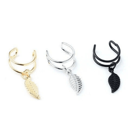 Earcuff leaf - Zilver/zwart/goud - Medase