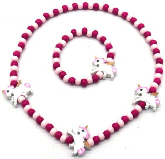 Eenhoorn Sieraden Set Kinderen - Ketting Armband Houten Kralen - Medase