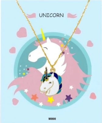 Eenhoorn/unicorn ketting met gift card - Blauw - Medase
