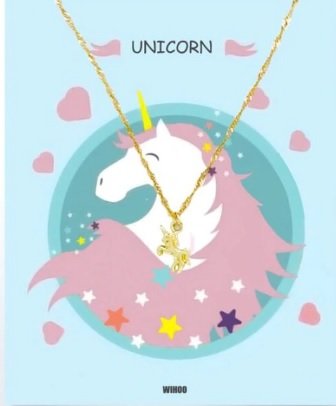 Eenhoorn/unicorn ketting met gift card - Goud - Medase