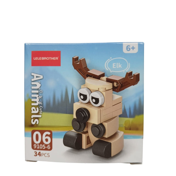Eland bouwblokken set 34 stuks 6+ schattig beige bruin gewei decoratie creatief
