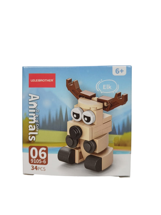 Eland bouwblokken set 34 stuks 6+ schattig beige bruin gewei decoratie creatief