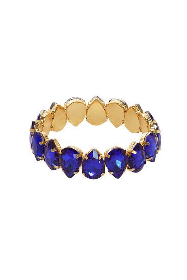 Elastische armband bling druppel - Goud/Blauw - Medase