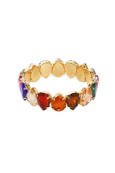 Elastische armband bling druppel - Goud/multi - Medase