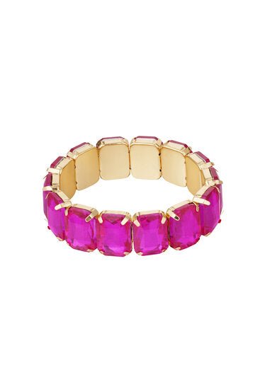 Elastische armband bling - Goud/Fushia - Medase