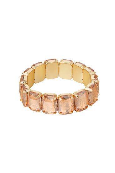 Elastische armband bling - Goud/koraal - Medase