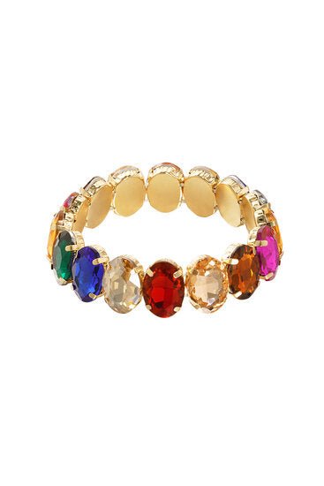 Elastische armband bling oval - Goud/multi - Medase