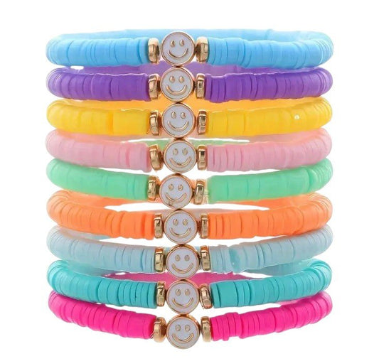 Elastische Armband – Katsuki Kralen – Smiley – Vrolijke Kleuren - Medase