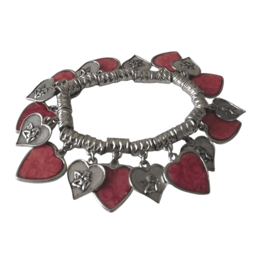 Elastische armband met hartjes - Medase