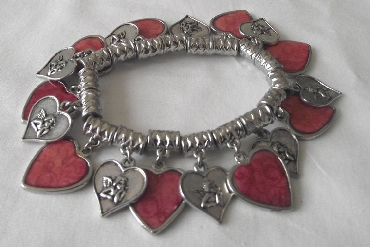Elastische armband met hartjes - Medase