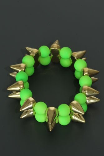 Elastische armband met spikes neon groen - Medase