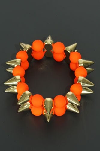 Elastische armband spikes neon oranje - Medase