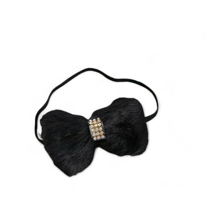 Elastische haarband bont strik - Zwart/Roze/Wit - Medase