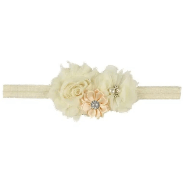 Elastische haarband flowers - Creme - Medase