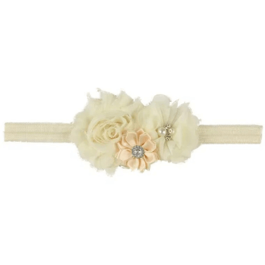 Elastische haarband flowers - Creme - Medase