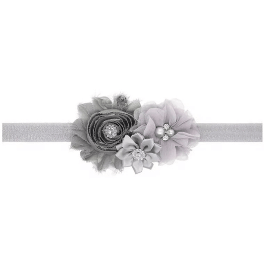 Elastische haarband flowers - Grijs - Medase