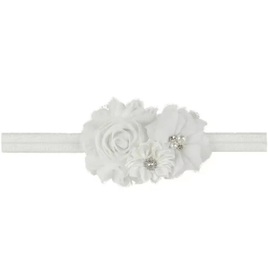 Elastische haarband flowers - Wit - Medase