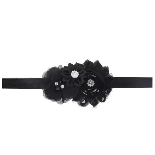 Elastische haarband flowers - Zwart - Medase
