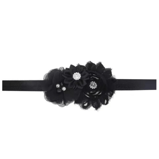 Elastische haarband flowers - Zwart - Medase