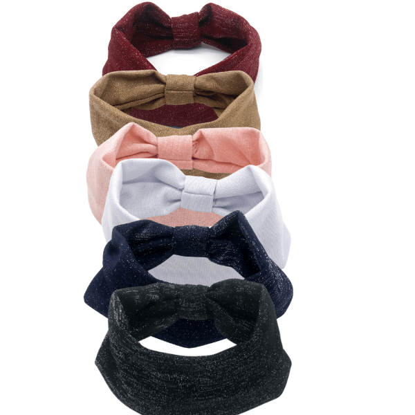 Elastische Haarband met Glitter - Brede Hoofdband 8cm met Strik - Medase