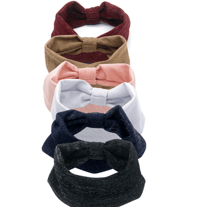 Elastische Haarband met Glitter - Brede Hoofdband 8cm met Strik - Medase