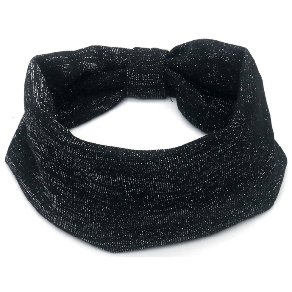 Elastische Haarband met Glitter - Brede Hoofdband 8cm met Strik - Medase